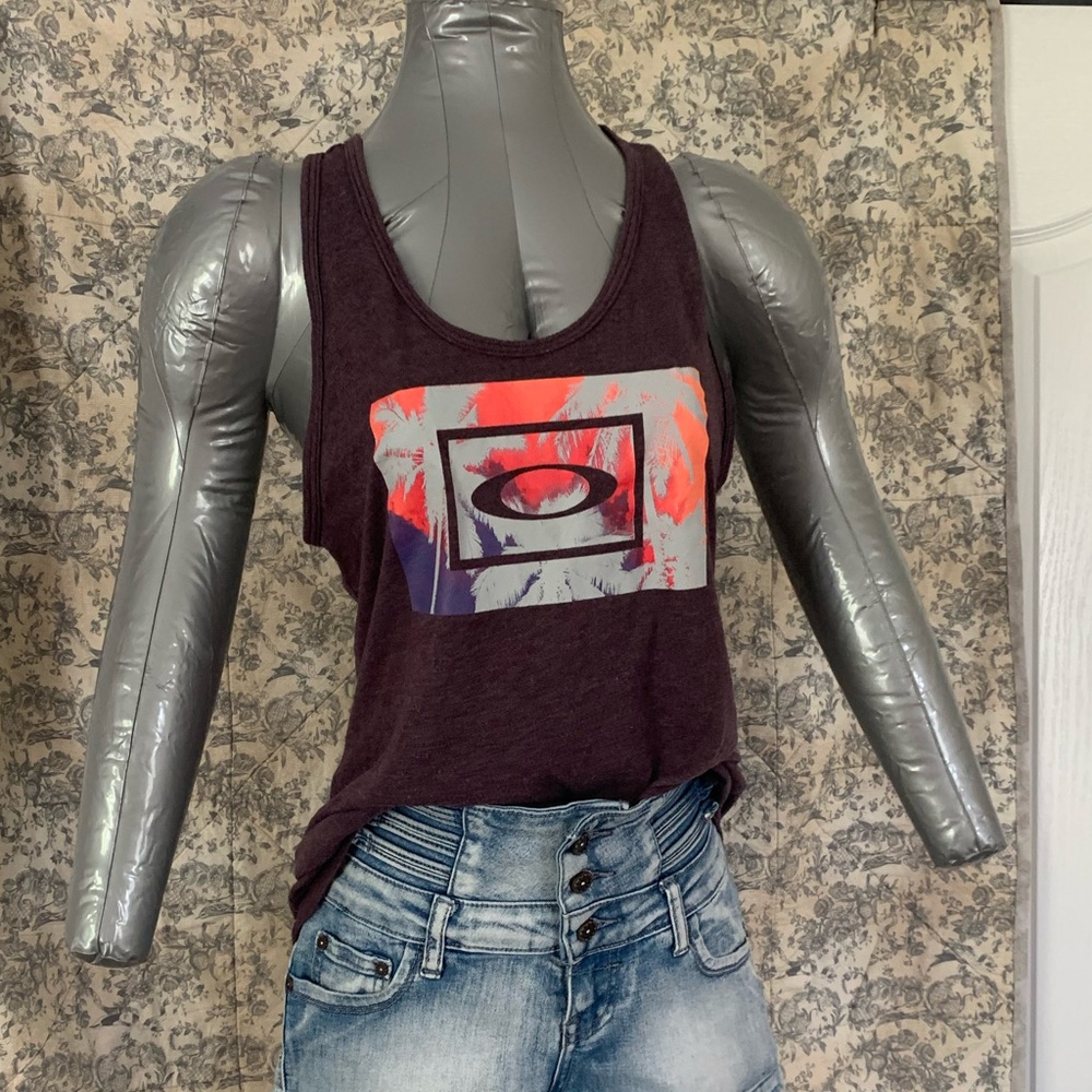 Oakley Purple Racerback Tank Neon Graphic Logo